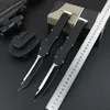 1st High End New Auto Tactical Knife D2 Två-ton svart blad CNC 6061-T6 Handtag utomhusöverlevnadsknivar med Kydex