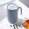 Botellas de agua 1 unid gris creativo PP Liner portátil Oficina de gran capacidad cubierto taza de beber leche café regalo para la cocina