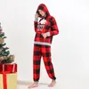 Familie Passende Outfits 2023 Weihnachten Pyjamas Set Mama Papa Kinder Kapuzen Top Lange Hosen Hause Anzug Baby Strampler Weihnachten aussehen 231118