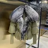 Piumino invernale da donna Piumino d'anatra bianco Super Large Collo in vera pelliccia di volpe argentata Moda femminile Parka Capispalla