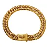 Colarinho de cachorro colares de colarinho de ouro design de luxo de luxo em aço inoxidável 18k 16mm acessórios de jóias cubanos para serviço pesado para dhlh2 médio grande
