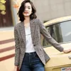 Costumes pour femmes mode Blazer manteau automne/hiver à manches longues robe de bureau gris café femmes vêtements Blazers pour