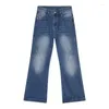 Męskie dżinsy umyte bawełniane swobodne luźne wersja amerykańska retro patchwork High-end-end-dna spodnie nieelastyczne cztery sezony Universal