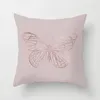 Pillow Geometric Abstract Leaves Cover Stripes Throw Living Room Pink Golden Silver Case Home Decoration