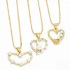Naszyjniki wisiorek flola maleńkie czyste kryształowe serce dla kobiet Pave Pearls Złote Pleadowane naszyjnik z koralika CZ biżuteria walentynkowe prezenty nkep57