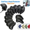 Outros produtos de golfe 12 unidades / conjunto portátil PU Golf Club Iron Head Covers Protetor Golfs Head Cover Golf Headcovers Set Waterproof Digital Pattern Cover 231120