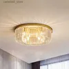 Plafonniers Luxe LED plafond lustre lumière cristal chambre invité salle à manger moderne américain minimaliste métal faible hauteur petit appartement Q231120