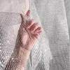 Tissu demi-cour dur Tulle maille tissu Transparent Plaid Net tissu doré argent vêtements maille tissu bricolage couture 230419