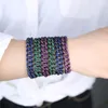 Bracelets de charme Hip Hop ICDE Zircão Miami Cadeia vermelha/azul/verde min CZ estilo gótico punk jóias de braceletes