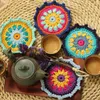 Table Mats Colorful Handmade Crochet Placemat Pastoral Cup Kitchen Decor Place Tea Coffee Doily Knitting Pads