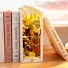 Dekorativa föremål Figurer Diy Book Nooks Japanese Sakura Densya in Books Series Wood Miniatures House With Furniture Home Decor for Kids Gifts 230419