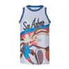 Film Basketball 2 Wile E Coyote Maillots Film X Looney Tunes Rétro Blanc Violet Sport D'équipe Pur Coton Retraite Respirant Vintage Pull Collège HipHop Uniforme