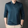 Polos pour hommes affaires décontracté à manches longues printemps automne t-shirts col rabattu pull ample Polo poches solides hauts minces