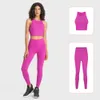 Lu Align Woman Women Outfits Set Seamless Gym Fitness Clothes Sport Lemons Bra High Waist Leggings 2 Pc Suits Running Workout Clothing Sport Lemonswear Lemon Lady Gry