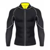 Agasalhos masculinos modeladores de sauna terno de neoprene jaqueta de suor treino perda de peso manga longa modelador de cintura com zíper camiseta 230419