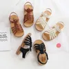 Sandals Unisex Vintage Kids Shoes for Girl Sandals Roman Style Kids Sandals Boys Black White Brown Summer Beach Shoe Student E03054 230420