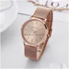 Relógios de pulso FL Rose Gold 1 Conjunto Pulseira Relógio Japão Quartzo Design Criativo À Prova D 'Água Malha de Aço Inoxidável Senhoras Relógios R Dhgarden Otwe0