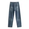 Jeans da donna Serie di moda donna Vita alta Slim-Fit Vintage Tasca con cerniera Bottone All-Match Pantaloni casual chic in denim femminile Mujer
