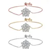 Charm Bracelets White Cubic Zirconia Crystal Korean Style Flower Bracelet Women Good Quality Trendy Brass CZ Floral Chain Jewelry Present