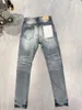 Herenjeans High Street Fashion Paars Retro Blauw Stretch Skinny Painted Ripped Heren Designer Hip Hop Merkbroek