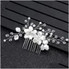 Hårklämmor Barrettes Europeiska design lämnar bröllop hårtillbehör Pärlkristall Blomma brudhår med smycken present D DHGARDEN OTWMM