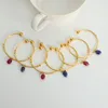Bangle ins trendiga rostfritt stål manschettröd agat lapis natursten charm armband för kvinnor vattentät smyckespresent