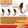 3/6Pcs Angeln Fliegen Realistische Nymphe Scud Fly für Forelle Fliegen Angeln Streamer Binden Künstliche Köder Köder Angeln angeln Lockt