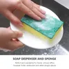 Liquid Soap Dispenser 2 Set Holder Kitchen Sink Washing Dish Press Sponge Dispensers ABS