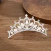 Mädchen Kopfschmuck Kinder Mini Kronen Haarkamm Kristall Braut Tiaras Prinzessin Krone Für Frauen Mädchen Strass Perle Hochzeit Braut Tiara Geschenk