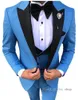 Costumes pour hommes Mode Hommes Big Peaked Revers 3 pièces Ensemble Rose Rouge Bleu Blanc Noir Mariage Marié Qualité Jacquard Banquet Tuxedo