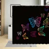 Duschgardiner tecknade filmer färgglada fjäril badrum gardin insekt fjärilar trycker polyester vattentätt barn med krokar