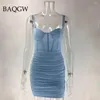 Casual Dresses Elegantes Korsett Sommerkleid Sexy geraffte Spaghettiträger Party Mini Hochzeit für Frau Streetwear