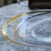 Płytki ładowarki przezroczyste plastikowe taca złota srebrne okrągłe płyty 13 cali akrylowa dekoracyjna płyta serwisowa do ustawienia stołowego