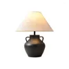 Table Lamps Chinese Style Coarse Ceramic Lamp Pottery Pot Nostalgic Retro For Living Room Bedroom El Silent