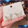 Kolczyki Bling Dangle Bling For Women Butterfly Cyrcon Ear Biżuteria