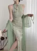 Abiti casual Ragazza cheongsam Abito stile cinese migliorato moderno sexy Qipao senza maniche stampa vintage floreale donna elegante partito