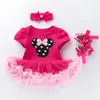 Robes 3 pièces pour filles, vêtements d'anniversaire pour bébé d'un an, robe Tutu de princesse, costume de 1ère fête, barboteuse pour bébé de 2 ans