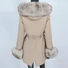 Женская модная зимняя куртка из искусственного меха, женская непромокаемая длинная парка, настоящее пальто с натуральным воротником, капюшоном, теплая уличная одежда, съемная 231120