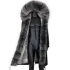 Hommes fourrure fausse hiver XLong gris naturel réel veste manteaux hommes mode manteau Long Parkas noir Parka amovible 231120