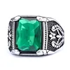 Men's Stainless Steel Silver Plated Ring with Square Gemstone Multicolor Stone Tulip Pattern Rings