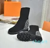 Thin Boot Women's Short Boots Elastic Knitted Early Autumn Single Square Head Socks Boots with a Heel Height