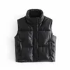 Gilet da donna Moda Streetwear Gilet imbottito da donna Giacca invernale spessa Parka Nero PU Cappotti femminili Gilet in ecopelle Gilet largo da donna 231118