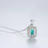 Europa retrô cheio de diamante verde gema S925 colar com pingente de prata joias femininas micro conjunto colar de zircônia colar para mulheres festa de casamento presente de dia dos namorados SPC