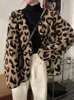 Womens Jackets for Women Single Breasted Faux Fur Leopard Print Long Sleeve Winter Clothes Coats Casual Outerwear Streetwear 231120