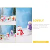 Storage Bottles 6pcs Ornaments Resin Snowman Christmas Miniature Statue Micro Winter