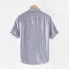 Męskie koszule zwykłe Koszulka z krótkim rękawem dla mężczyzn Summer Nowe japońskie topy modowe męskie solidne szare vintage Slim Fit Shirt 230420