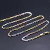 Цепи Реал 18K Mlti-Tone Gold Chain для женщин 2-миллиметровый полый ожерелье в канаве 45 см/17,7 дюйма Au750
