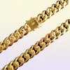 Stainless Steel Jewelry 18K Gold Plated High Polished Miami Cuban Link Necklace Men Punk 14mm Curb Chain DragonBeard Clasp 3328278850334