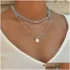 Colares de pingente de cristal zircon coração estrela charme em camadas pingente colar conjunto para mulheres encantos moda quadrado strass fe dhgarden otrwo