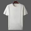 Camisetas masculinas Novo verão Men T-shirt Mangas curtas Sweater Top Sweater Men's Solid Color O-pescoço O Pullover espesso Tees de malha d215 230420